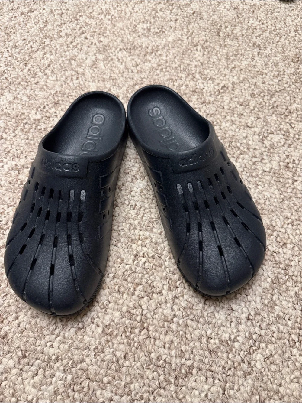 adidas Kids Black Ventilated Slip-On Clogs